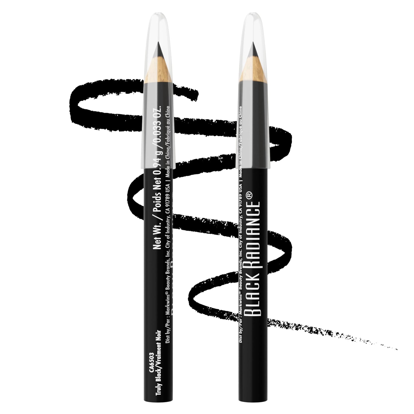 Black Radiance Twin Pack Eyeliner Pencil, Creamy Dual-Purpose Formula for Eyes & Brows, Intense Black Pigments, Long-Lasting Definition - Truly Black
