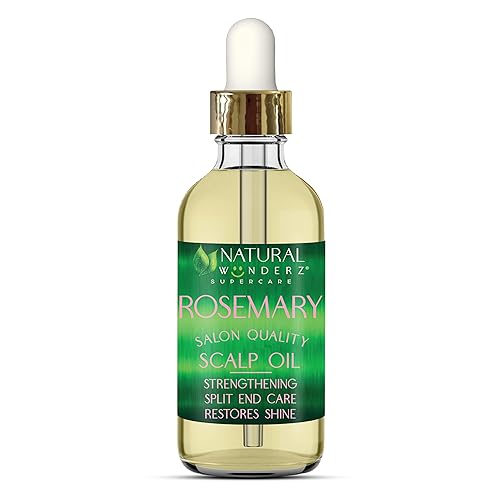 Natural Wunderz Rosemary Hair Oil, Supports Hair Growth, Thickening Serum and Strengthening Split End Case for Dry and Damaged Hair, Sulfate Free