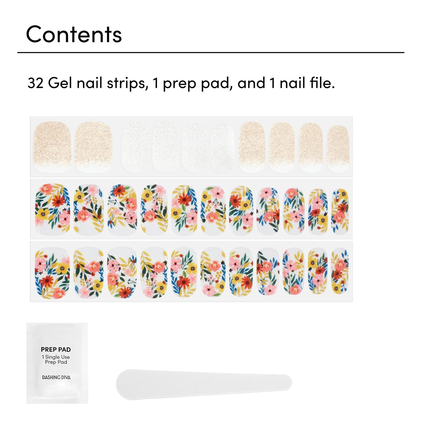 Dashing Diva Gloss Nail Strips - Wallflower Frenzy - UV Free, Chip Resistant, Long Lasting Gel Stickers - Contains 32 Wraps, 1 Prep Pad, 1 File Beauty & Personal Care Dashing Diva