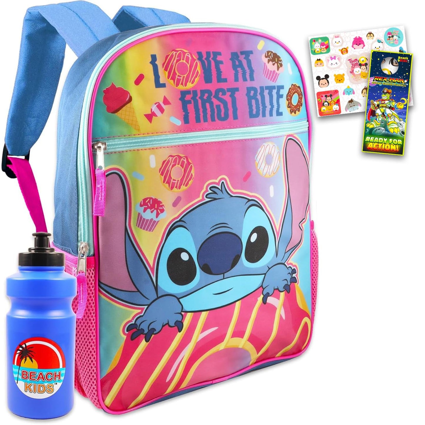 Disney Lilo and Stitch Backpack Set - 4 Pc School Supplies Bundle with Backpack, Stickers, Water Bottle, and More | Stitch School Supplies for Kids