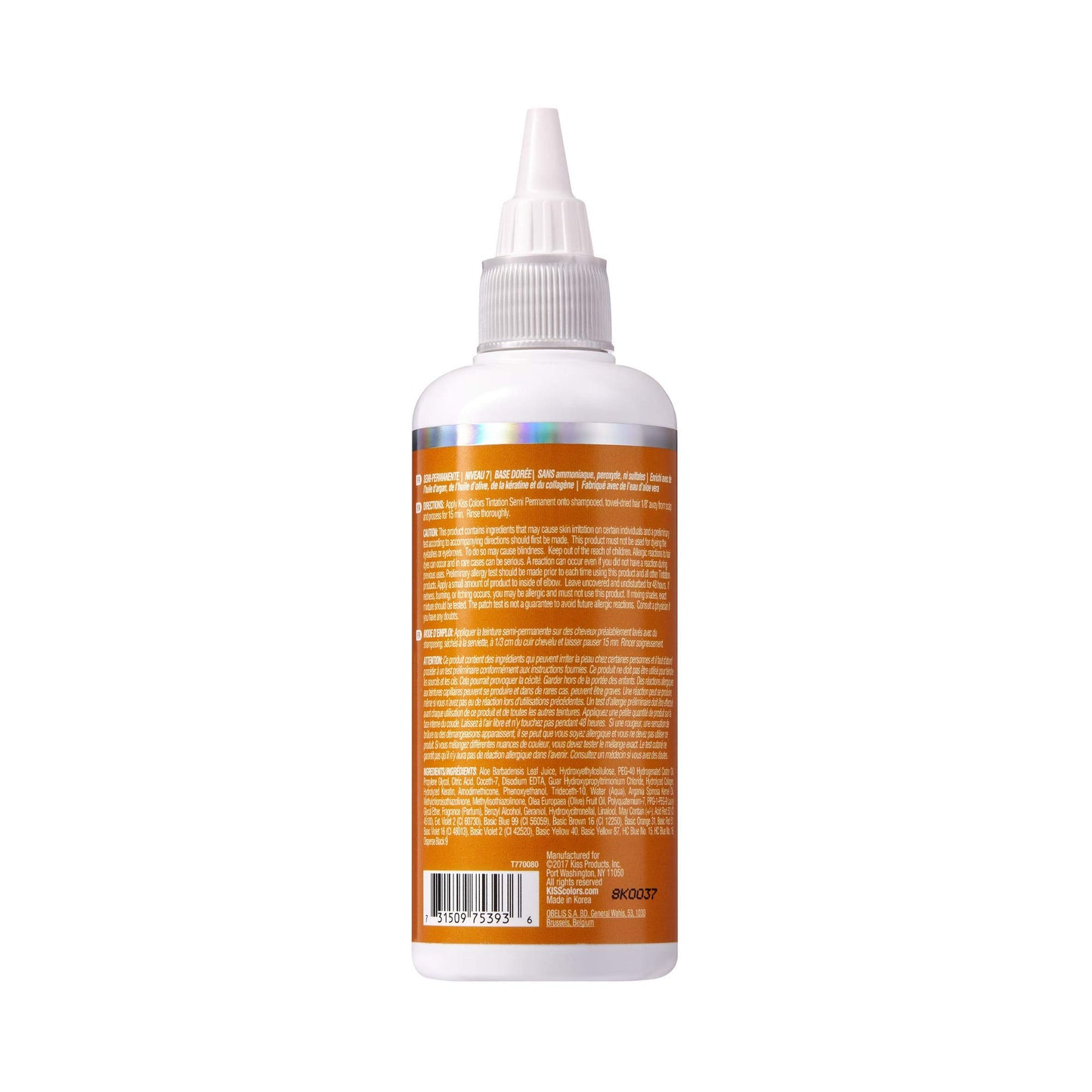 Red by Kiss Tintation Semi-Permanent Hair Color, Aloe Vera Water Based, Argan Oil, Olive Oil, Collagen & Keratin, Long-Lasting Color Dye (Ginger, 5 Fl