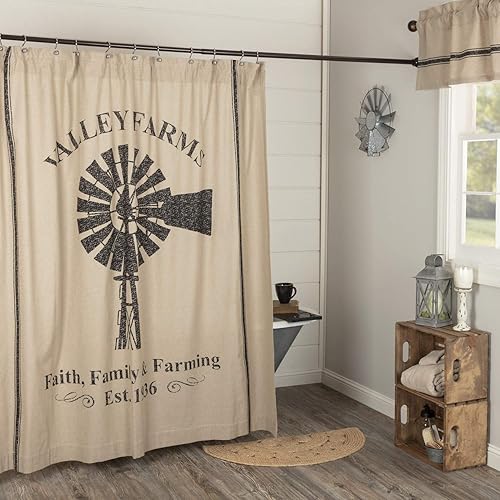 Pine Valley Quilts Valley Farms Windmill Shower Curtain 72 x 72 Faith, Family & Farming