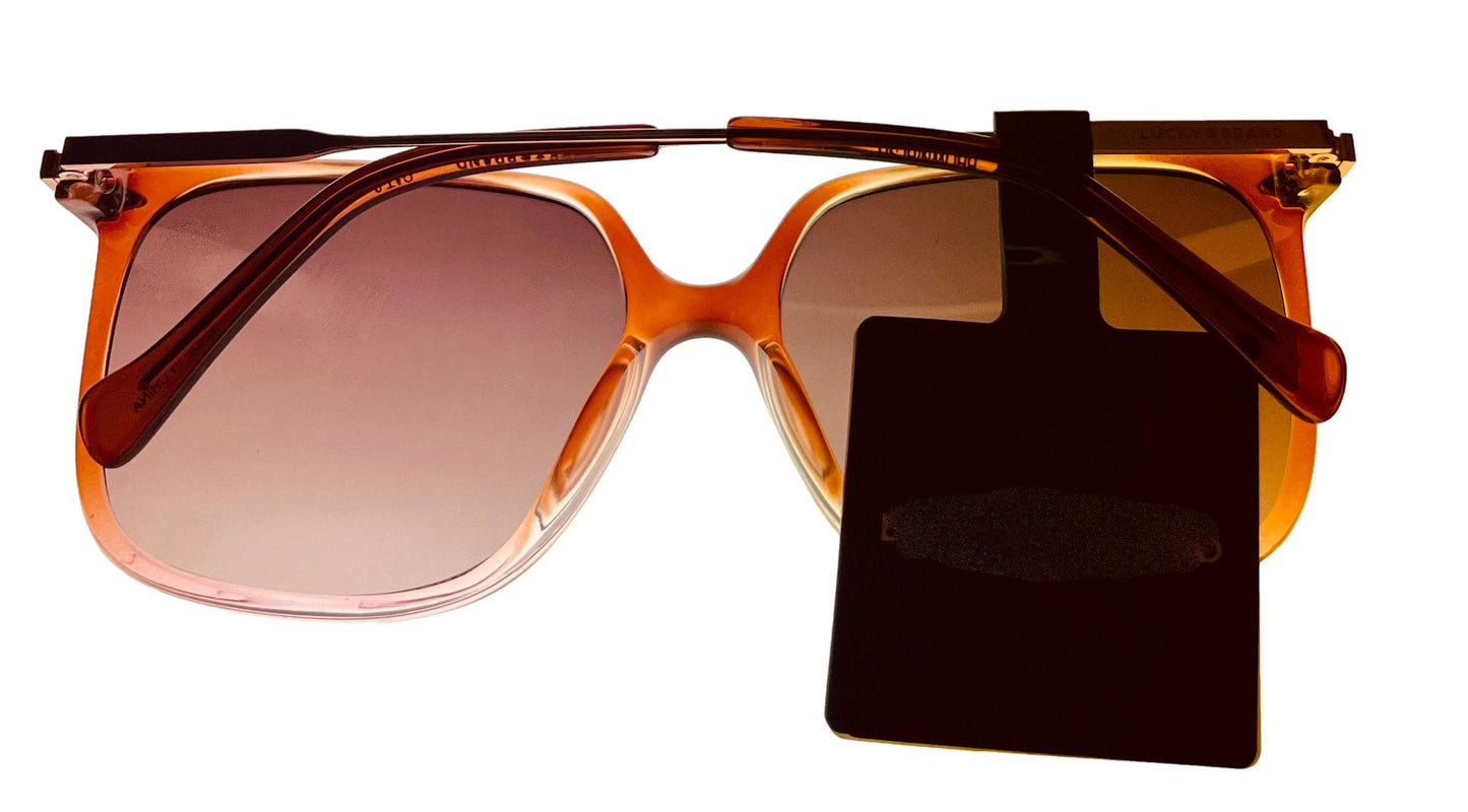 Lucky Brand Women's Lucky Sunglasses Brown to Blush Gradient Square, 58-16-140