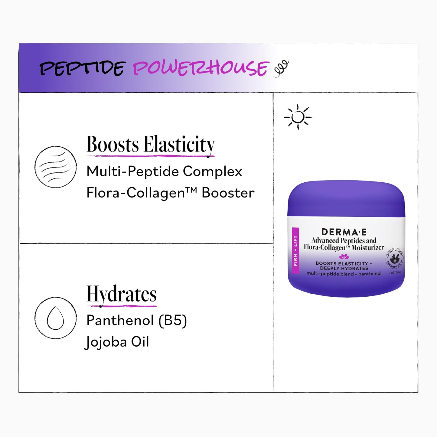 Derma E Advanced Peptides and Vegan Flora-Collagen Night Moisturizer - Hydrating Topical Facial Cream Improves Elasticity and Reduces Appearance