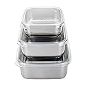 U Konserve Stainless Steel Nested Trio Food Storage Container Bento Box, Set of 3 (15, 30, & 50 oz), Leak Resistant, Silicone Lid, Dishwasher Safe…