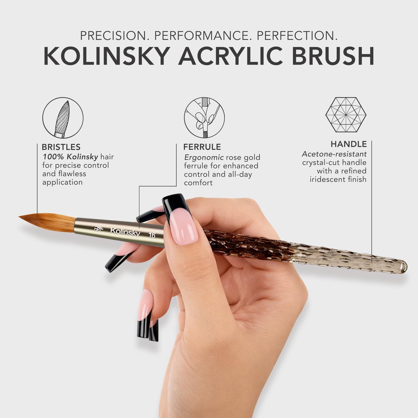 Kiara Sky Kolinsky Acrylic Nail Brush #20 - Pure Kolinsky Sable Hair, Black Crystal Handle, Acetone Resistant, for Acrylic Application, Extensions Beauty & Personal Care KIARA SKY