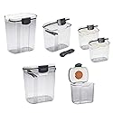 ProKeeper 6-Piece Airtight Food Storage Containers for Baking Essentials - White & Clear, Plastic, BPA-Free