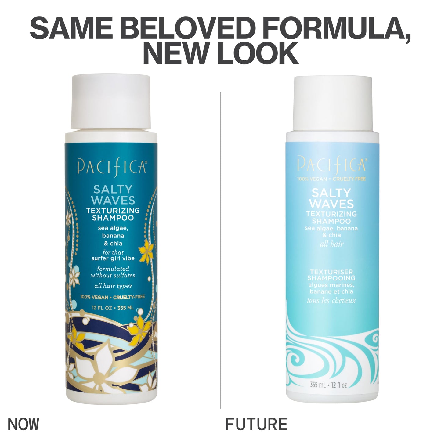Pacifica Salty Waves Texturizing Shampoo - Beachy Textured, Messy Look, Hair Styles - Moisturizing Hair Care w/ Vitamin B & E - Banana Scent Clean