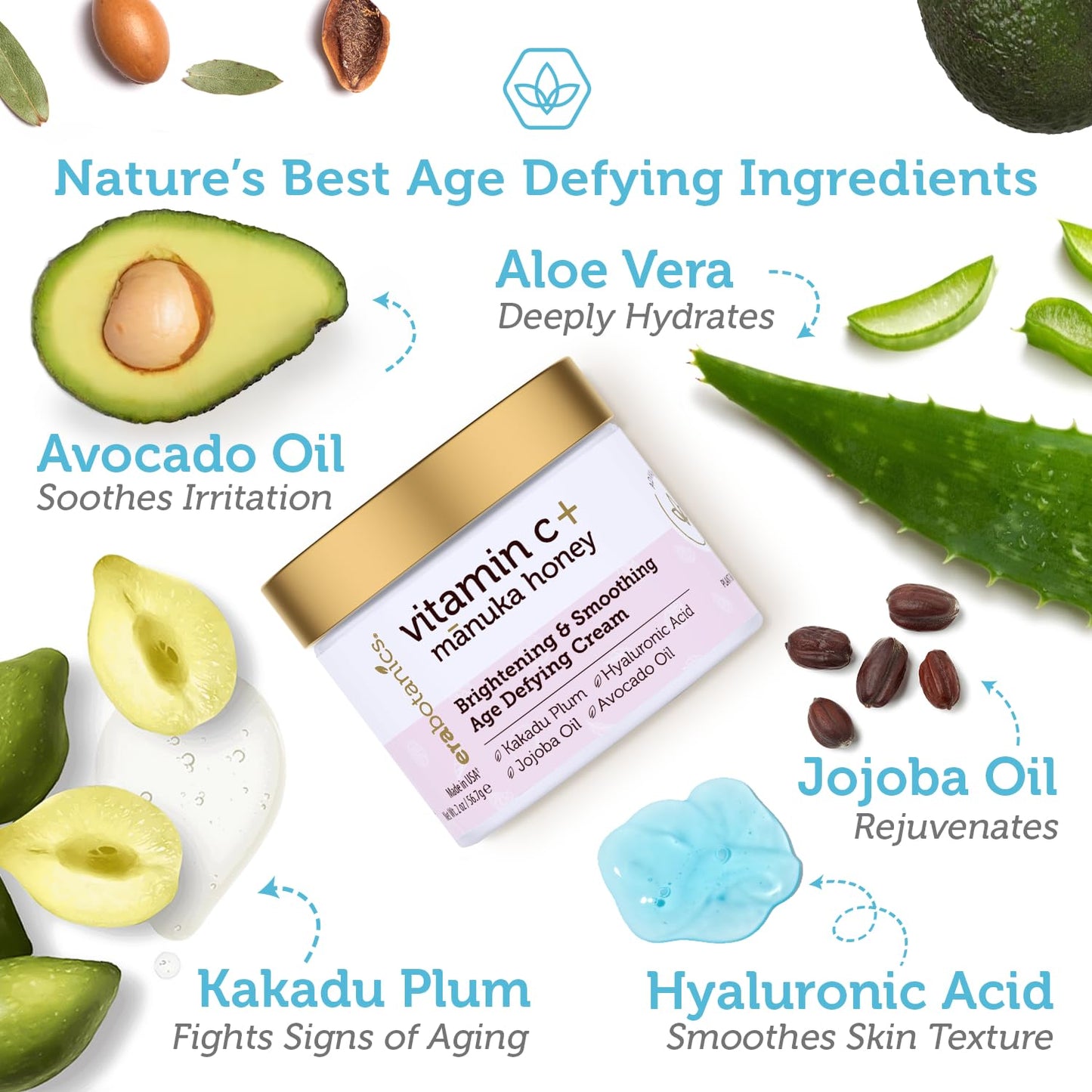 Era Organics Advanced Vitamin C Face Cream - Brightening and Nourishing with Jojoba Oil, Kakadu Plum for Fine Lines, Wrinkles