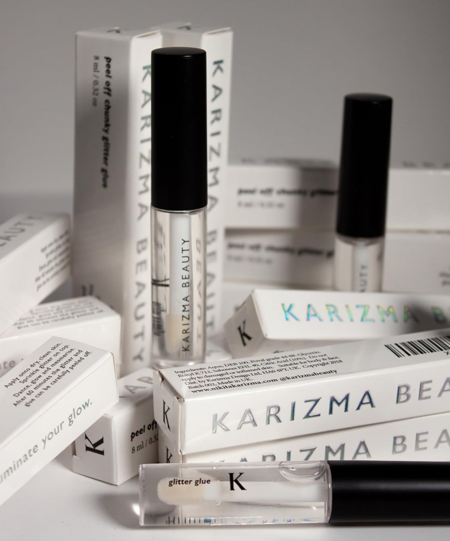 Cosmetic Glue, The Original Peel Off Formula. for Rhinestones Glitter by KARIZMA Beauty. Face Gems Glue Adhesive Body Cosmetic Makeup Primer Lash