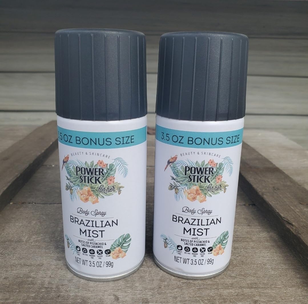 Power Stick Brazilian Mist Body Spray Notes of Pistachio & Salted Caramel (2 pack)