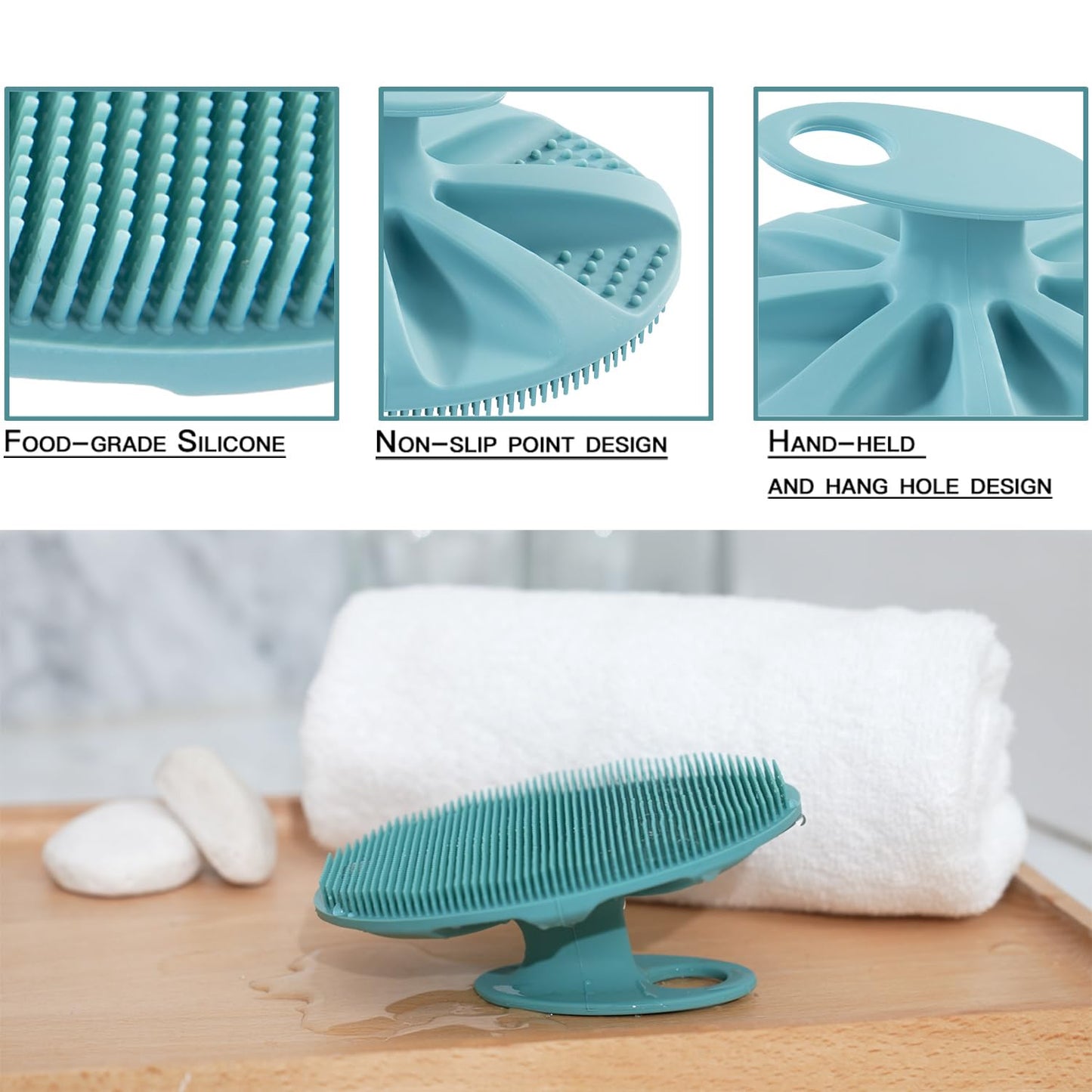 Food-Grade Soft Silicone Body Cleansing Brush Shower Scrubber, Gentle Exfoliating and Massage for All Kinds of Skin (Pack of 4)