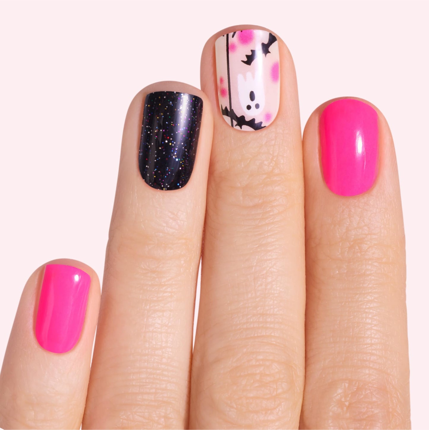 Dashing Diva Gloss Nail Strips - The Friendly Ghost - UV Free, Chip Resistant, Long Lasting Gel Nail Stickers - 3-Piece Glow-In-The-Dark Manicure Set Beauty & Personal Care Dashing Diva