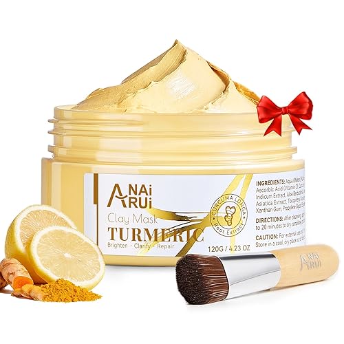 Turmeric Vitamin C Face Mask, Deeep Cleansing Clay Mask for Dull Skin, Skincare Facial Mask for Refining Pores and Controlling Oil, Smooth & Radiant