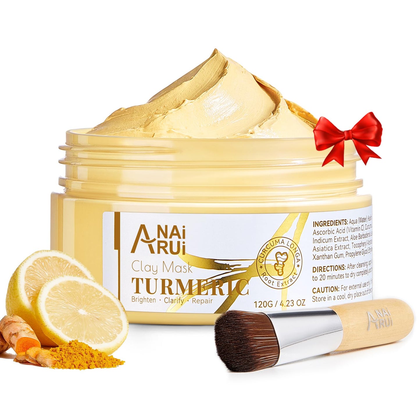 Turmeric Vitamin C Face Mask, Deeep Cleansing Clay Mask for Dull Skin, Skincare Facial Mask for Refining Pores and Controlling Oil, Smooth & Radiant