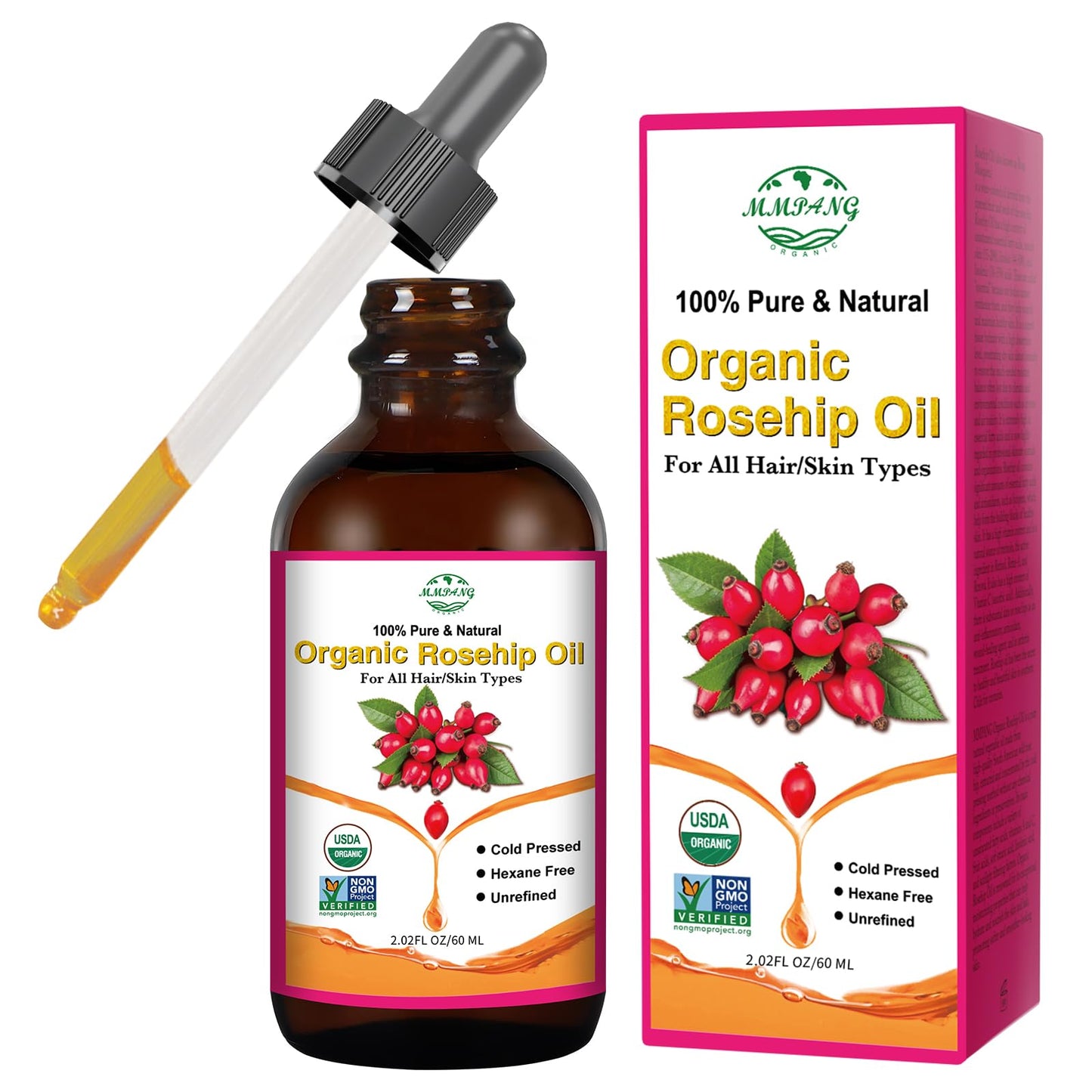 MMPANG Organic Rosehip Oil for Face & Skin, Cold Pressed Rose Hip Seed Oil Beauty and Personal Care MMPANG Default Title