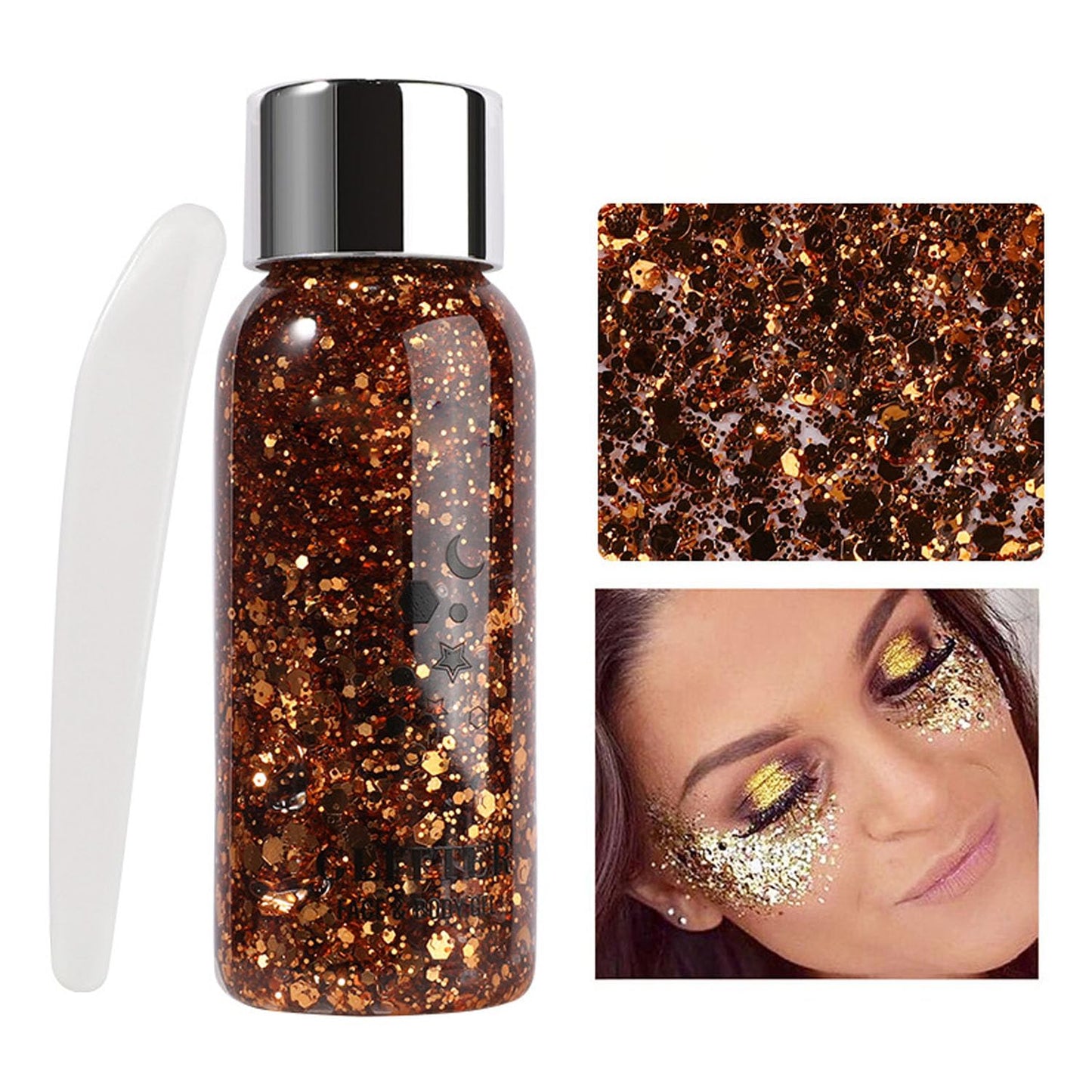 JUDEWY Body Glitter Gel, Face Glitter Body Glitter Glitter Liquid Eyeshadow, Face Hair Nail Glitter, Holographic Makeup Festival Glitter Makeup (08)