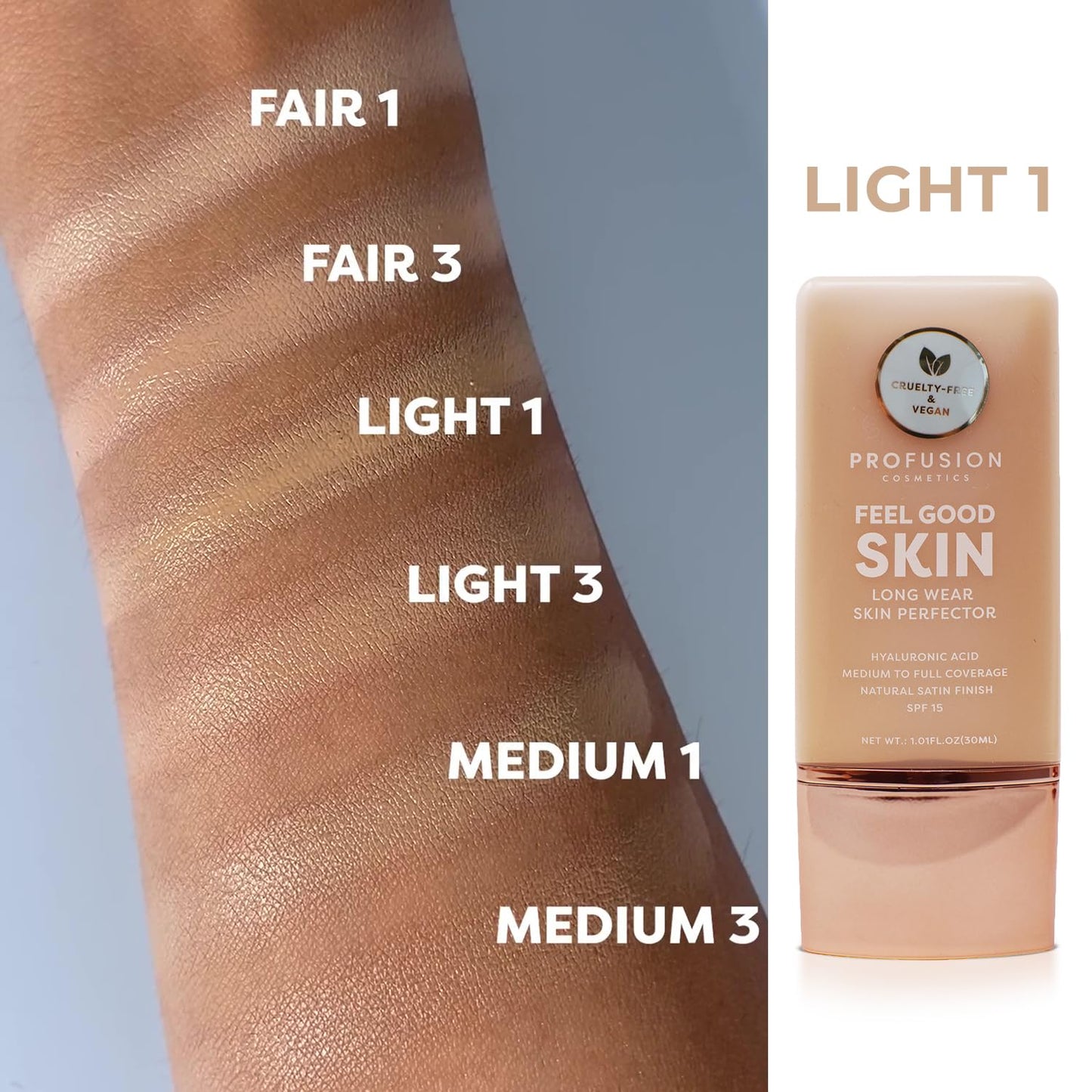 Profusion Cosmetics Lightweight Liquid Foundation for a Flawless and Elegant Radiance, Breathable Makeup that Improves Uneven Skin Tone, Vegan