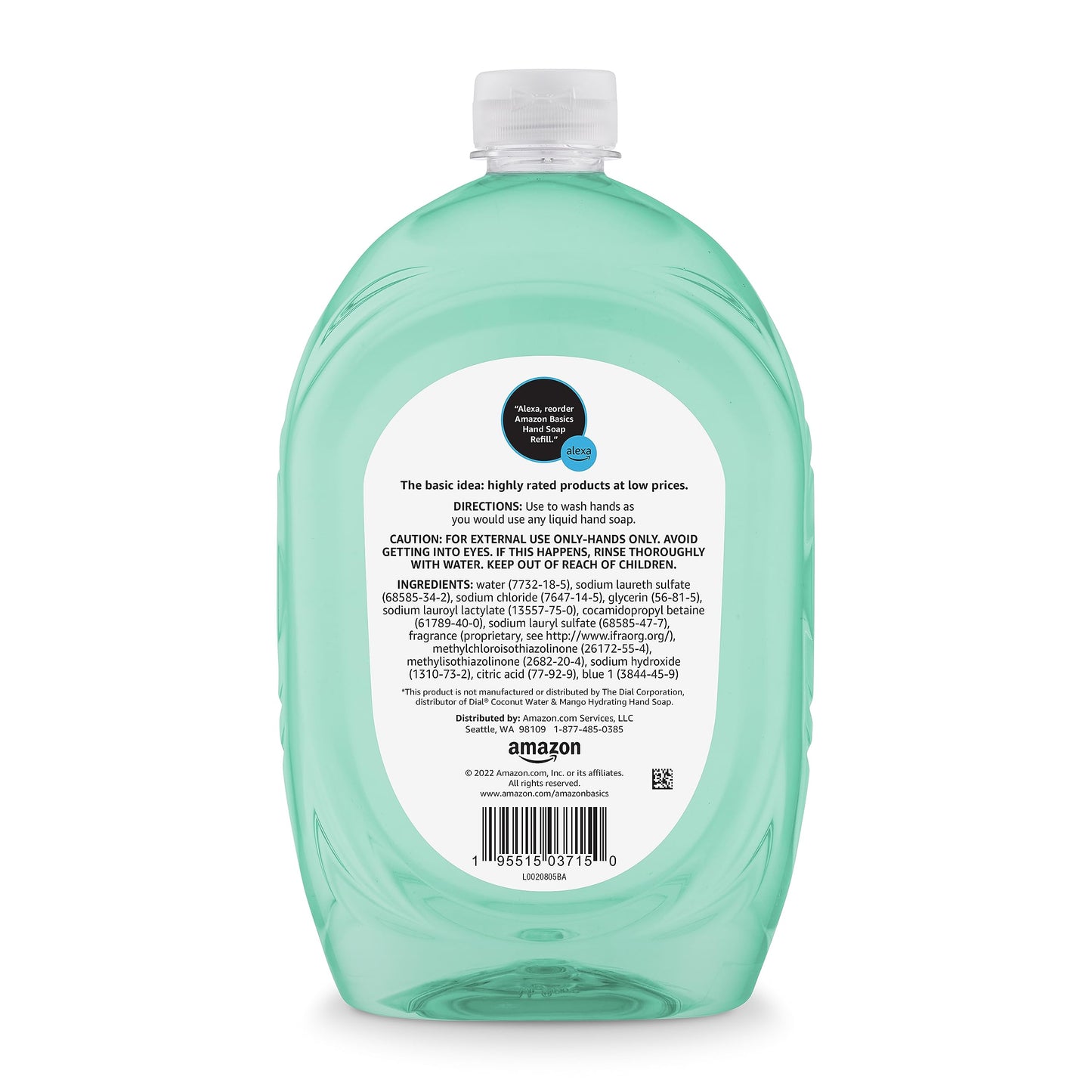 Amazon Basics Liquid Hand Soap Refill, Mango and Coconut Water Scent, Triclosan-Free, Dermatologist Tested, pH Balanced, Paraben-Free, 50 Fl Oz (Pack