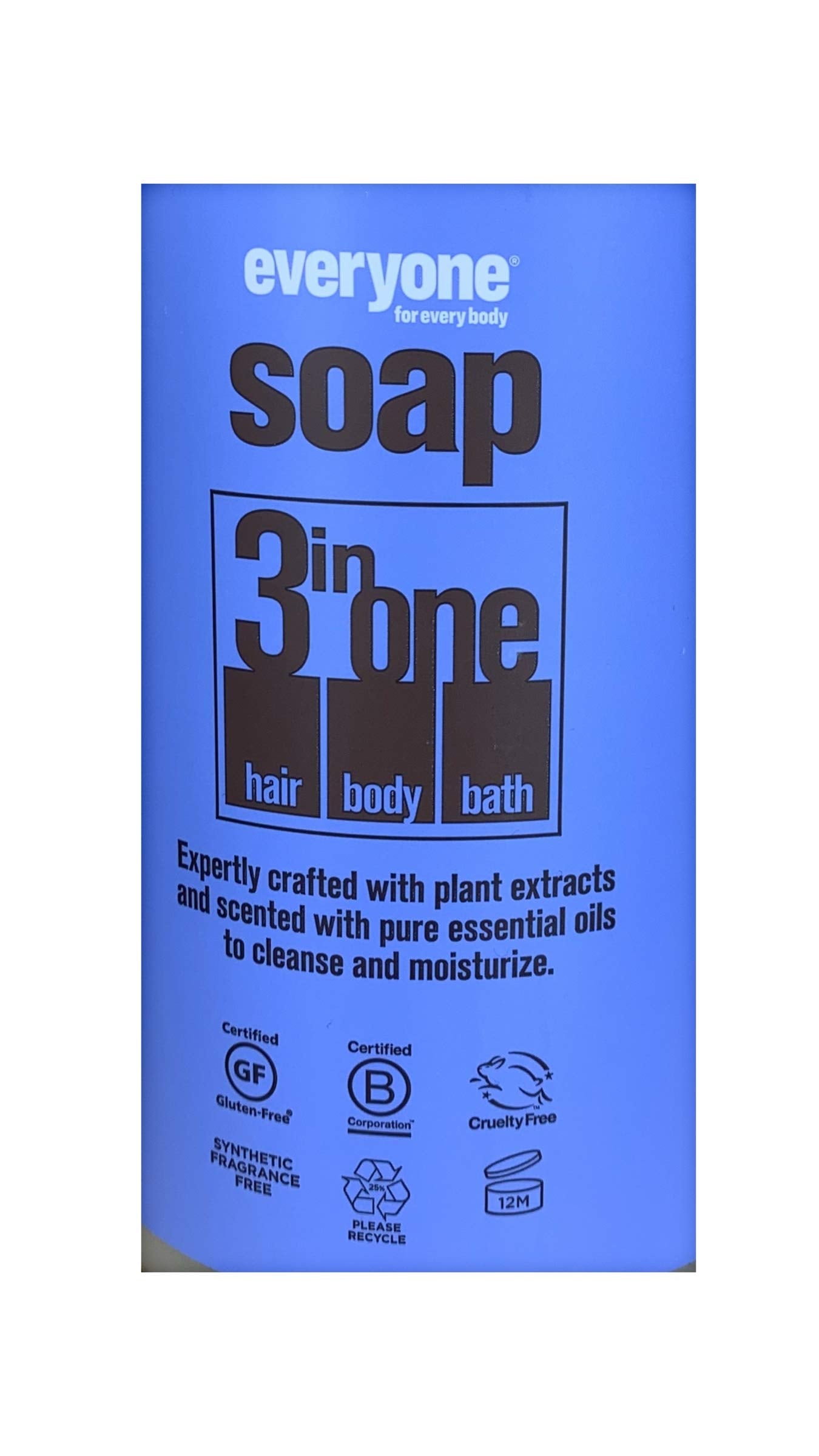 Everyone 3-in-1 Soap - Body Wash, Shampoo, Bubble Bath - Lavender + Mint - 32 Ounces - 1 Bottle