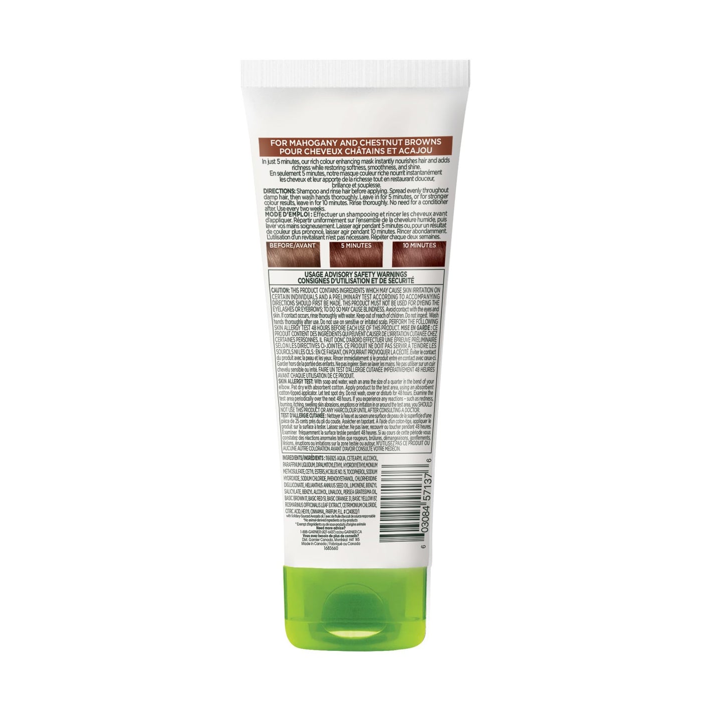 Garnier Nutrisse 5 Minute Nourishing Color Hair Mask with Triple Oils Delivers Day 1 Color Results, for Color Treated Hair, Warm Brown, 4.2 fl. oz.