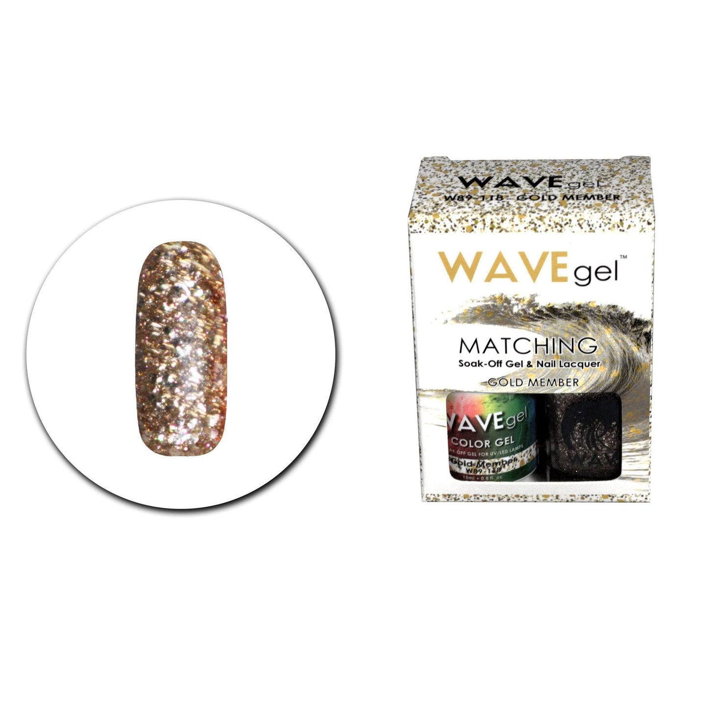 WAVEGEL Soak-0ff Gel & Nail Lacquer Matching Duo Set - Gold Member - W89118-89118 I 0.5 Oz Beauty & Personal Care WAVE gel