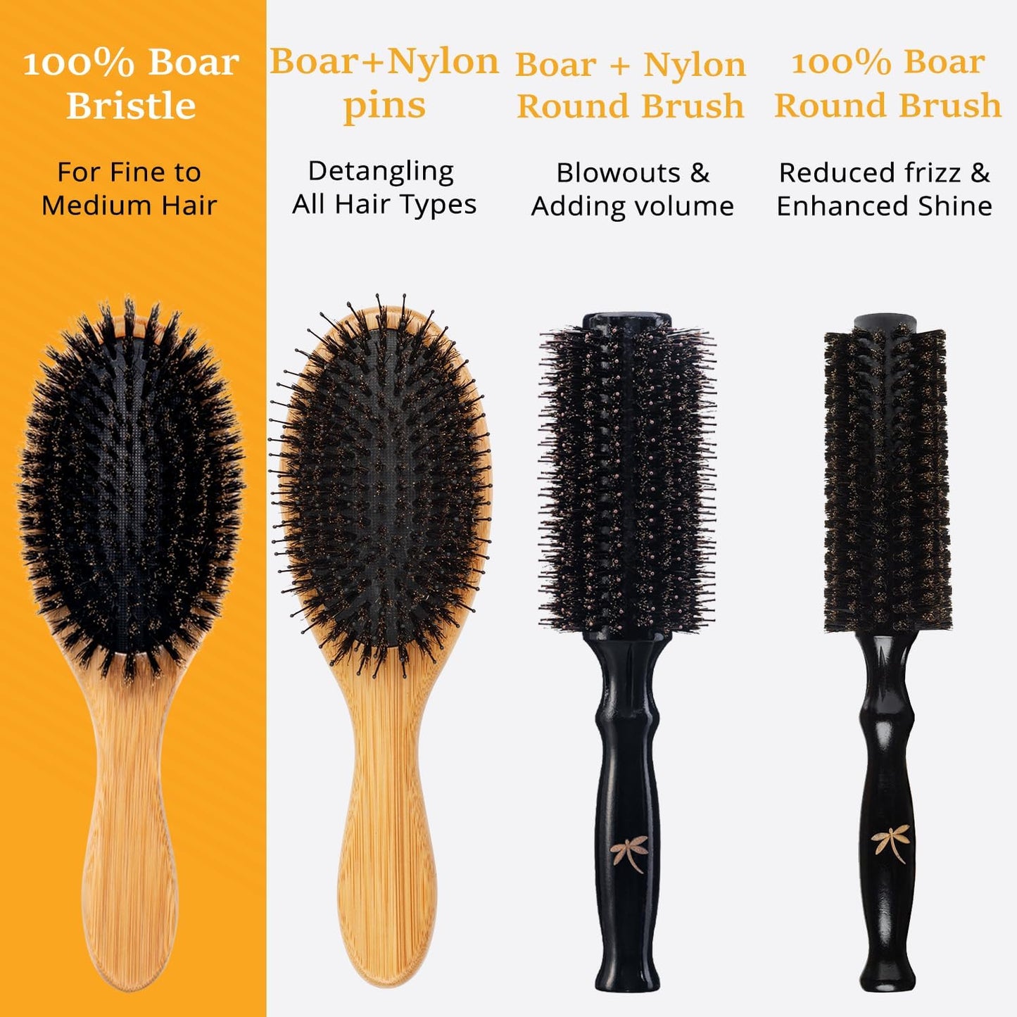 Belula 100% Boar Bristle Hair Brush Set (Medium). Soft Natural Bristles for Thin and Fine Hair. Restore Shine And Texture. Wooden Comb, Travel Bag Beauty and Personal Care Belula