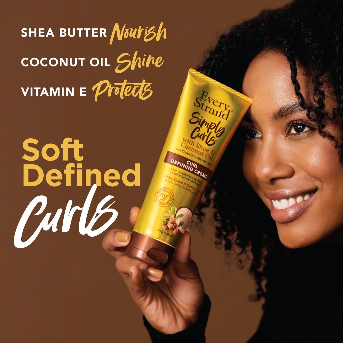 Every Strand Curling Creme Simply Curls Coconut Oil and Shea Butter, 8 oz.