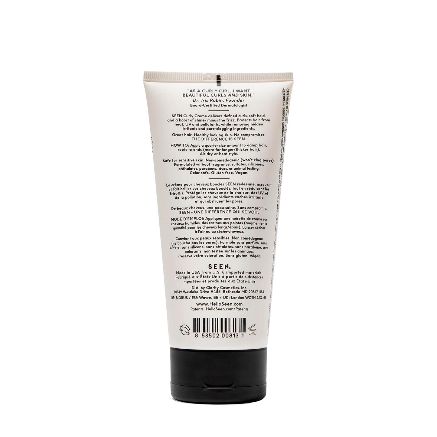 SEEN Curly Creme, Fragrance Free - Non-Comedogenic & Curl Defining Styling Hair Cream- Anti Frizz- Heat Protectant- Safe for Sensitive Skin