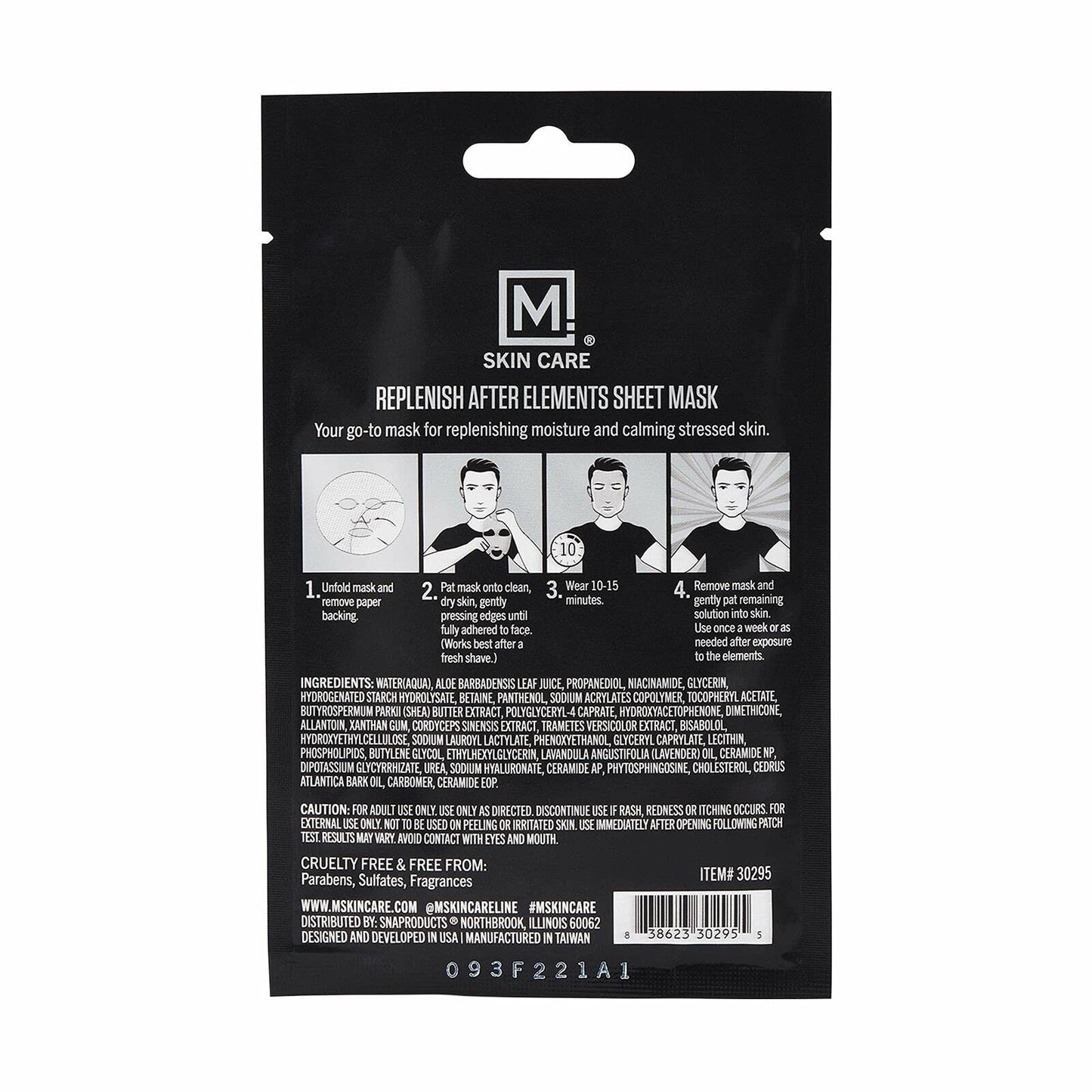 M. Skin Care After Elements Facial Sheet Mask Treatment for Men, Sunburn and Windburn Skin Care Face Mask
