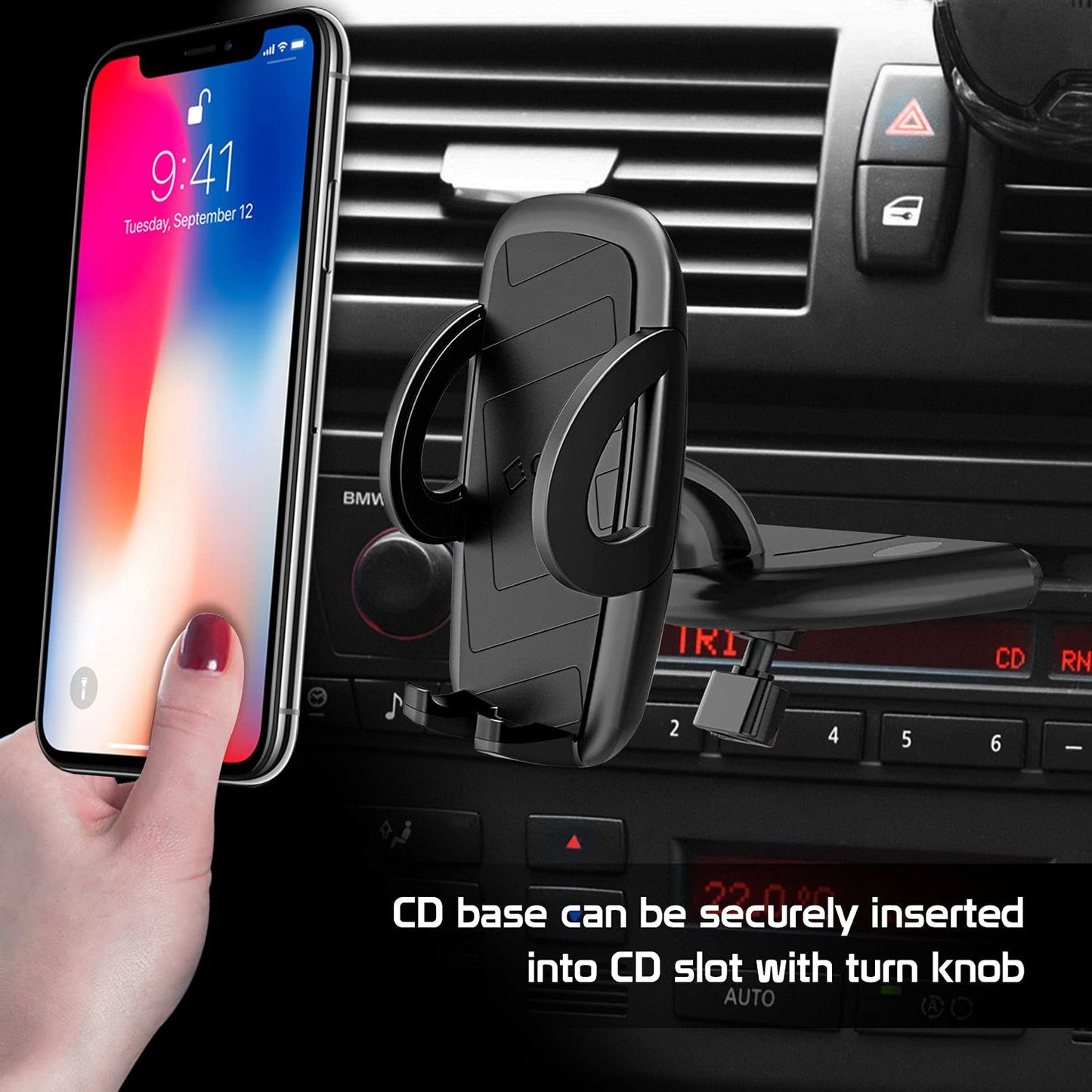 Cellet Universal CD Slot Phone Mount - 360° Rotating Car Phone Holder with Secure CD Slot Base & One-Touch Release