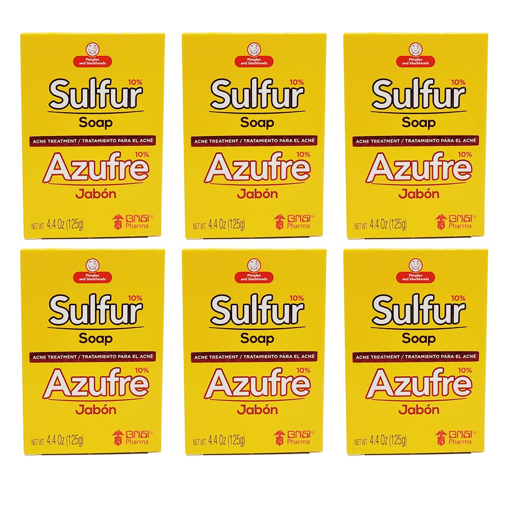 Grisi Sulfur Soap for Acne - 4.4 ounce (Pack of 6)