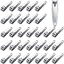 32 Pieces Stainless Steel Fingernail Nail Clipper Bulk Silver Portable Toenail Clippers Cutter Set