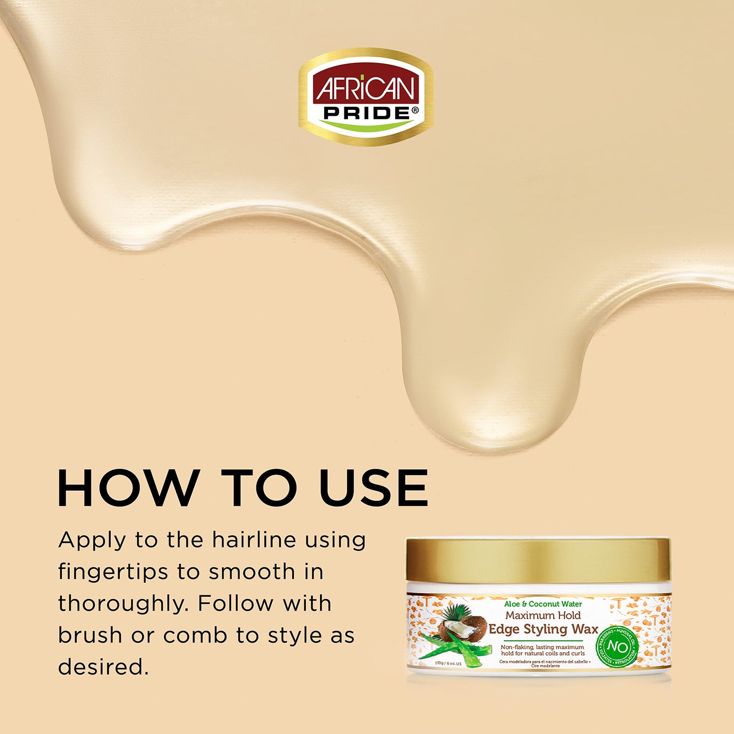 African Pride Moisture Miracle Maximum Hold Edge & Hair Styling Wax, Enriched with Aloe & Coconut, Controls Edges while Nourishing & Protecting