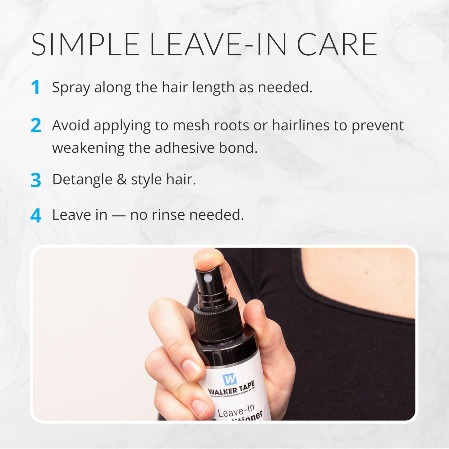 Walker Tape Leave-In Conditioner Spray 4 fl oz for Wig Installs, Lace Systems, Toupee Applications, Hair Tape Prep and Adhesive Strips Use Offering
