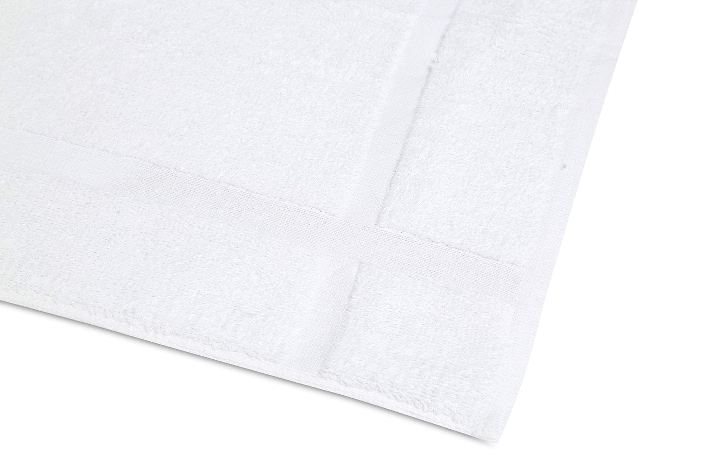 GOLD TEXTILES 12 Pack White Bath Mat Towels 20x30 Inches (Not a Bathroom Rug)- Cotton Blend Washable Economy Hotel Bath Mats