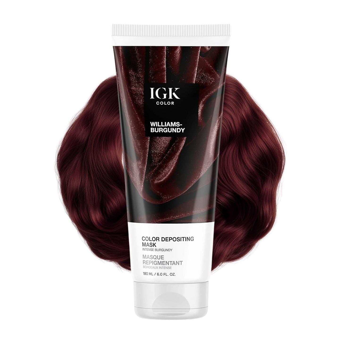 IGK Williams Burgundy | Intense Burgundy Hair Gloss + Color Depositing Mask | Boost Shine, Enhance Burgundy & Wine Tones, Refresh Color | Semi