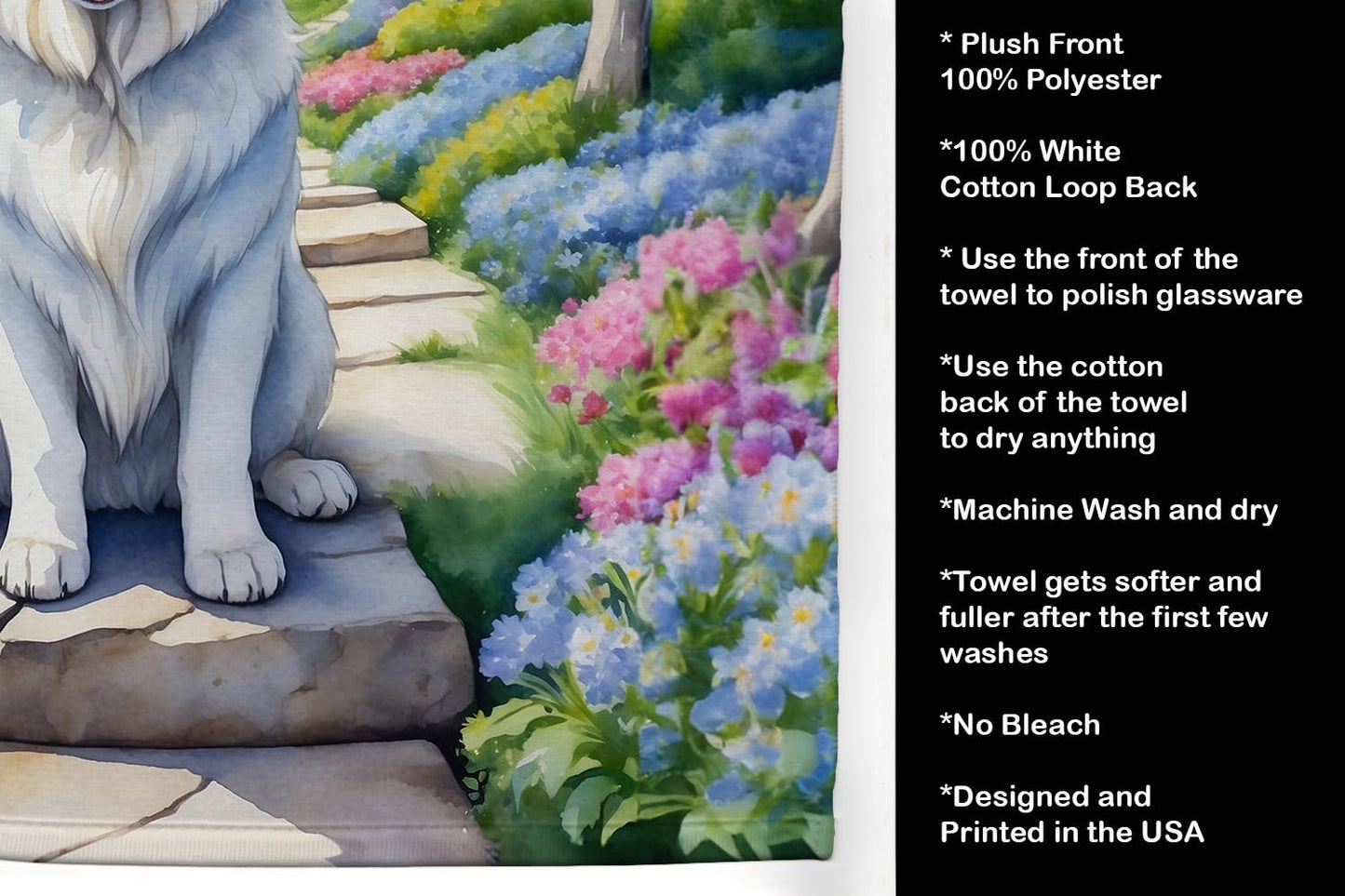 Caroline's Treasures Great Pyrenees Spring Path Kitchen Towel Dish Cloths Guest Hand Towel Decorative Bathroom Towel for Face,Tea, Dishcloth, Kitchen…