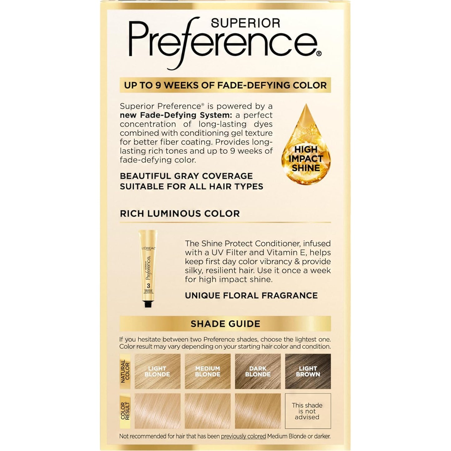 L’Oreal ParisSuperior Preference Rich Luminous Conditioning Colorant, Level 3 Permanent, Light Golden Blonde/Warmer 9G (Pack of 3)