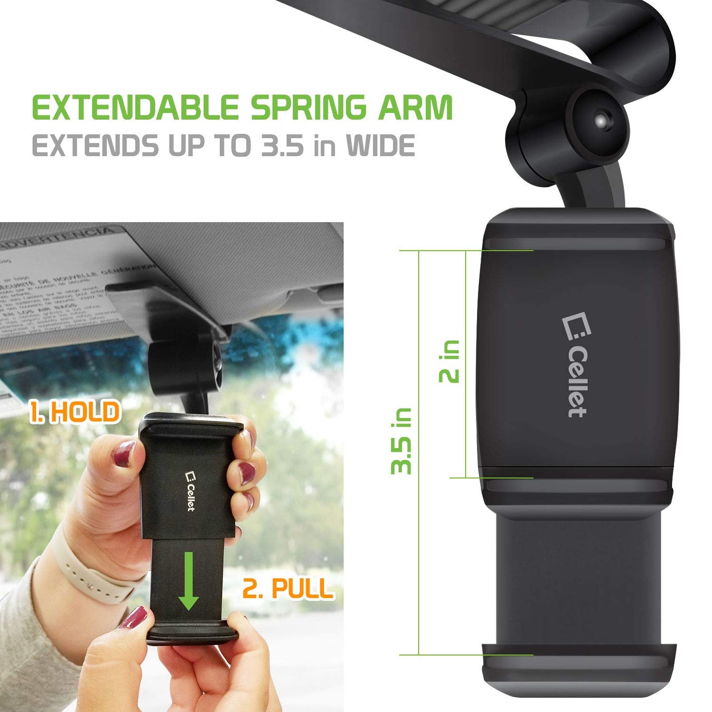 Sun Visor Phone Mount, Car Phone Holder for Car, Cradle Clip Compatible to Apple iPhones, Samsung Galaxy, Motorola Moto, Google Pixel Smartphones