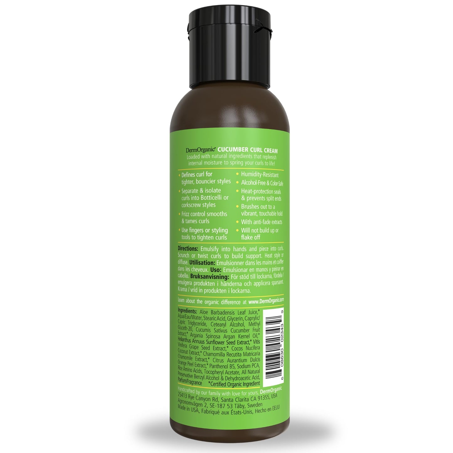 DermOrganic Curl Cream Styler - Greater Curl Separation, Bounce, Defines Curls, Tames Frizz, Humidity Control 5.1 oz