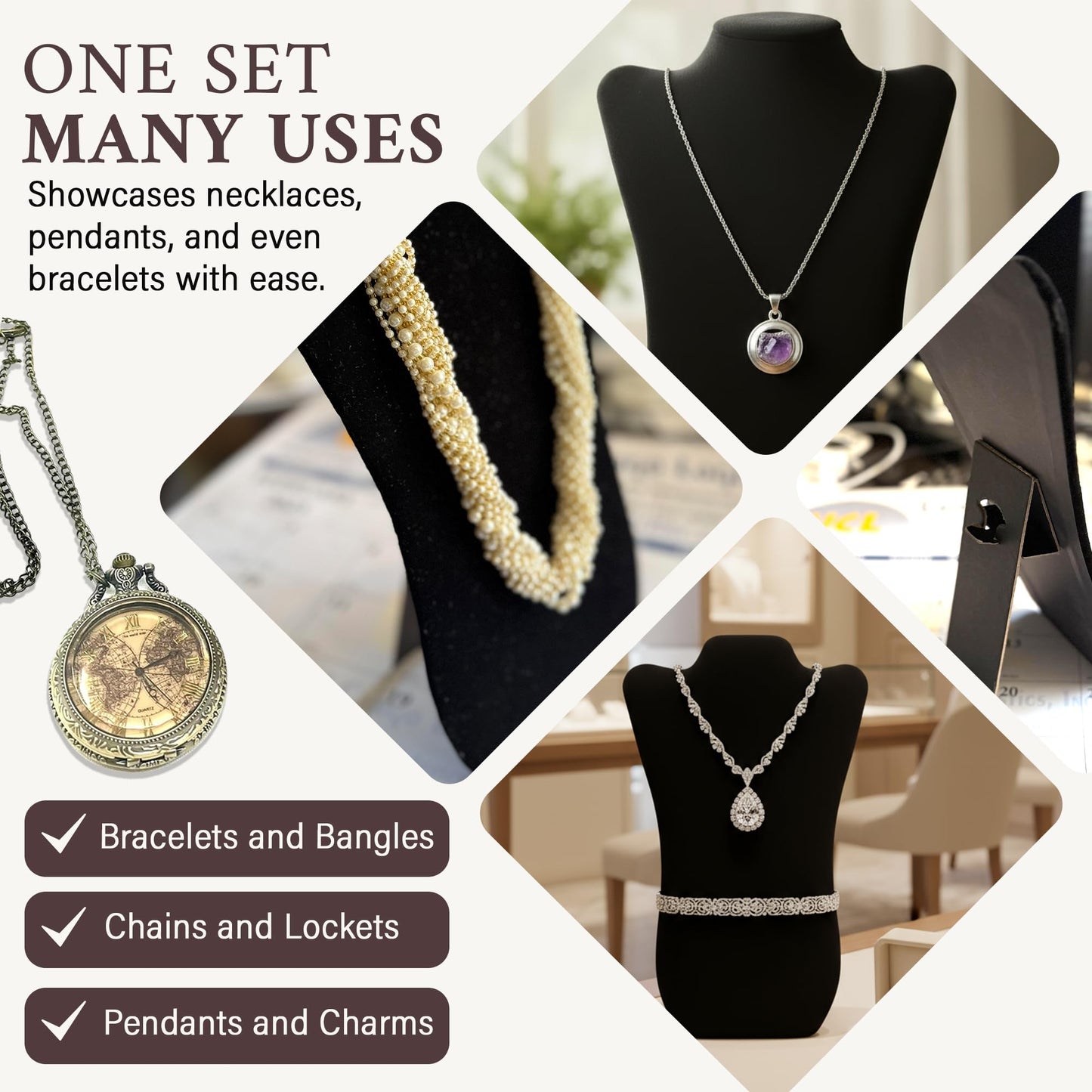 RJ Displays Jewelry Display for Vendors, Black Velvet Necklace Display Stand Holder, Jewelry Stand Necklace Holder for Vendors. Jewelry Display Stand…