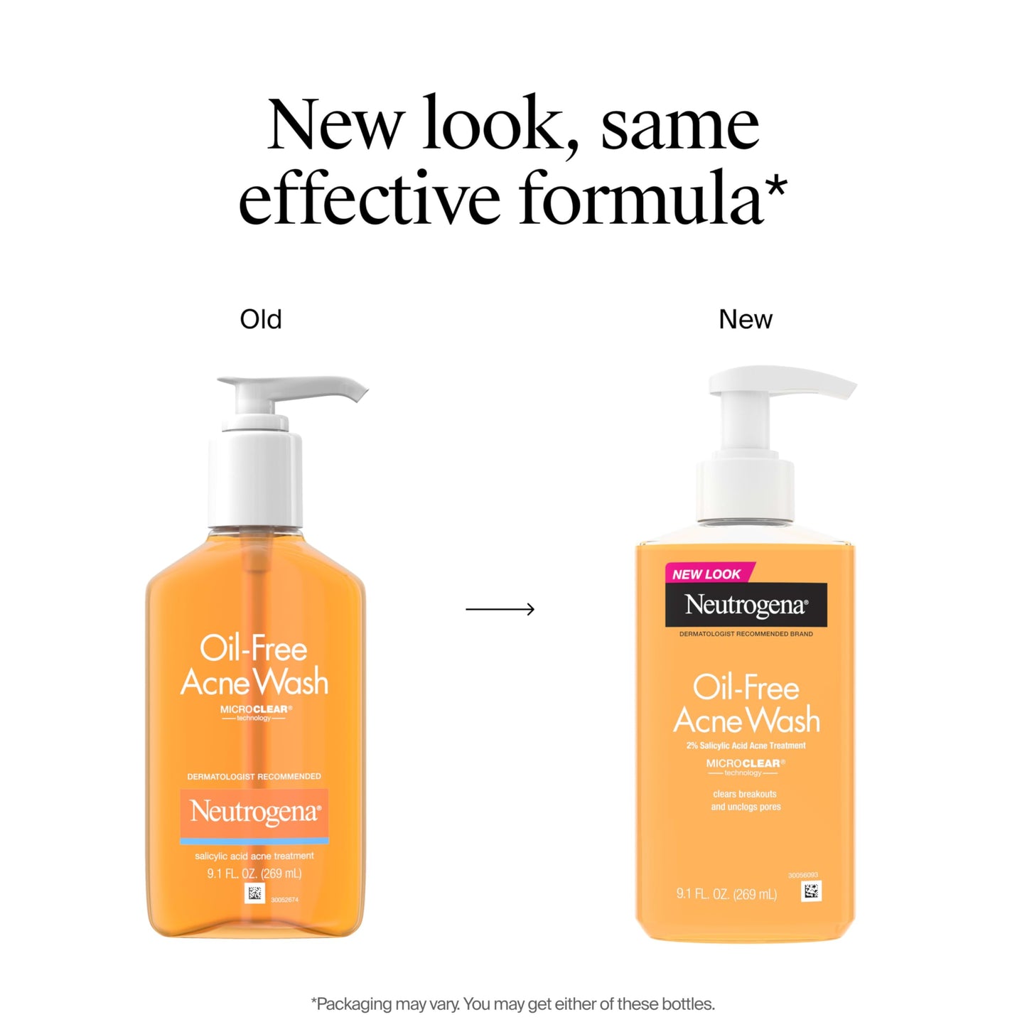Neutrogena Oil-Free Acne Wash, Acne Fighting Facial Cleanser with Salicylic Acid Medicine, Acne Treatment for Face, Non-Comedogenic, Residue-Free, 9.1