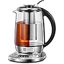 Electric Tea Kettle, 9 Temperature Control Presets Glass Kettle, 1200W Tea Pot with Removable Infuser, 2 Hours Keep Warm, 1.7 Liter Electric Kettles…