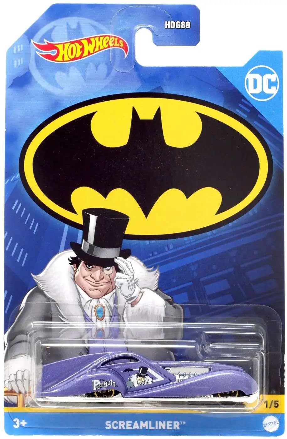 Hot Wheels Batman 2022 Complete Bundle of 5 (HDG89‑956D) | Five Iconic Batman Die‑Cast Vehicles - 1:64 Scale for Collectors & Kids Ages 3+