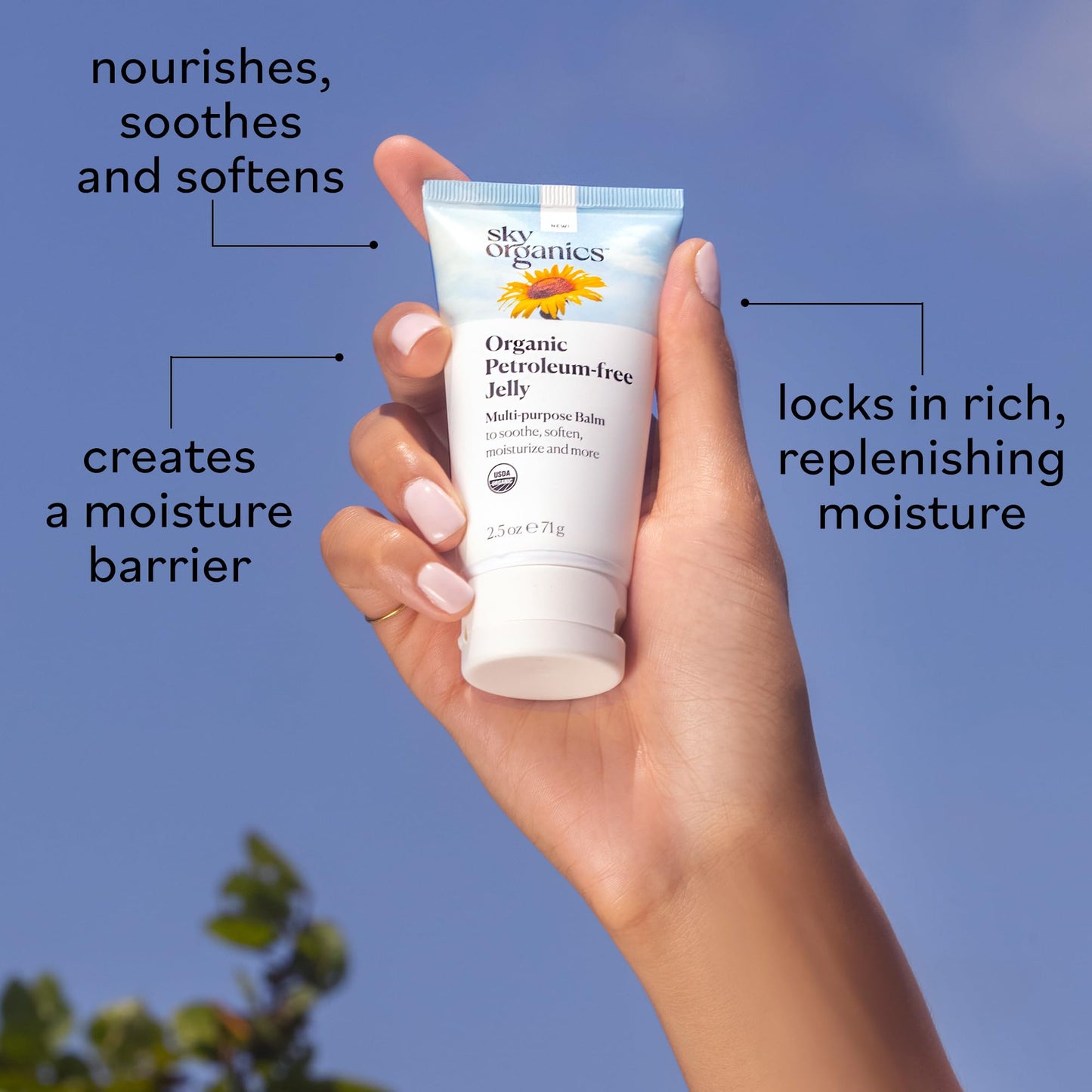 Sky Organics Organic Petroleum-free Jelly, Multi-Purpose Skin Care Balm with Organic Shea Butter, Coconut Oil, Olive Oil & Vitamin E, Moisturizing Lip