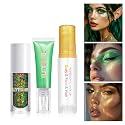 3Pcs Glitter Gel Set - Face & Body Chunky Sparkle Gel with Shimmer Highlighter Stick | Glitter Jelly for Eye, Festival Makeup, Nails, Body Art (Set B)
