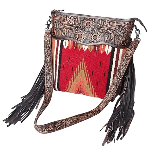 American Darling Large Cross Body Bag Leather Fringe Purse Western Handbags (ADBGZ306E), Orange