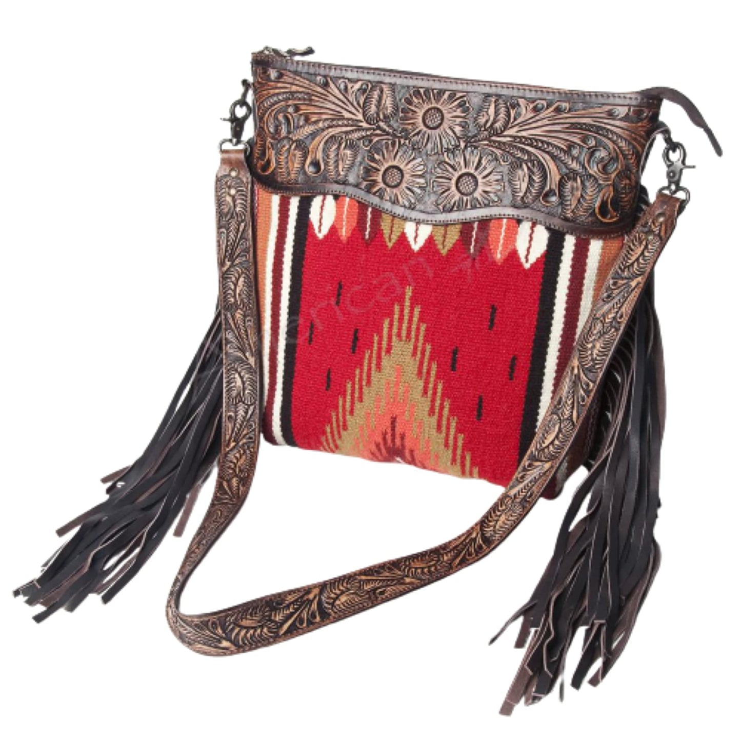 American Darling Large Cross Body Bag Leather Fringe Purse Western Handbags (ADBGZ306E), Orange