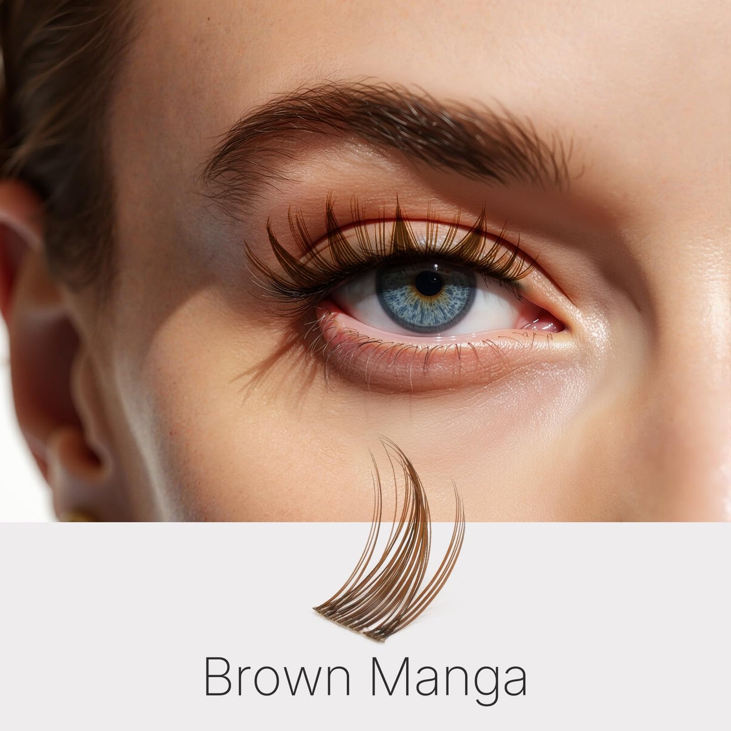 VEYESBEAUTY Brown Manga Lash Clusters Eyelash Extensions Thin & Invisible Band DIY Individual False Eyelashes Newbie's Five-Second Series Wispy Lash Beauty and Personal Care VEYESBEAUTY